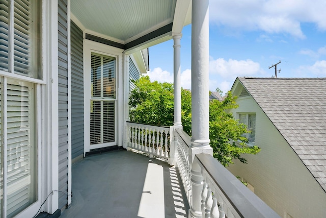 balcony featuring a porch