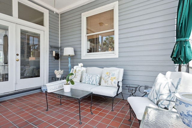 view of patio featuring french doors