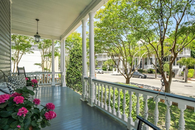 deck featuring covered porch