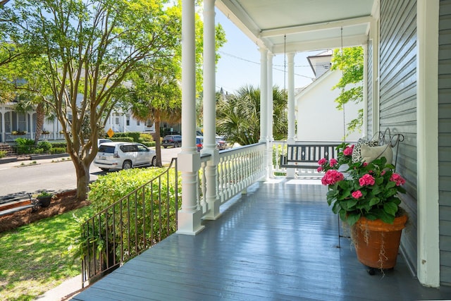 wooden deck with covered porch