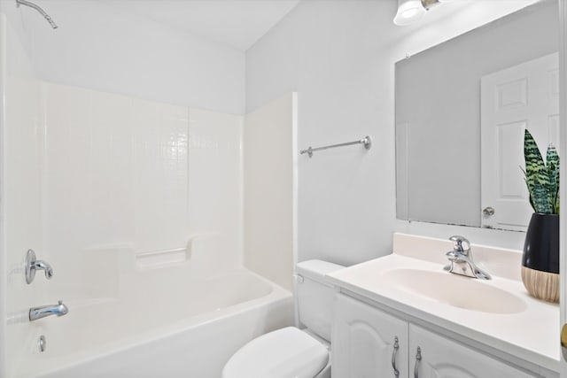 full bath with vanity, toilet, and tub / shower combination