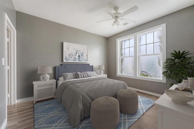 130 River Landing Dr Unit 2310, Daniel Island, SC 29492 - bedroom featuring baseboards, wood finished floors, and a ceiling fan