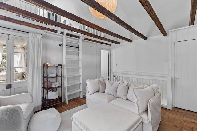 176 Smith St, Charleston, SC 29403 - living area featuring beamed ceiling and hardwood / wood-style floors