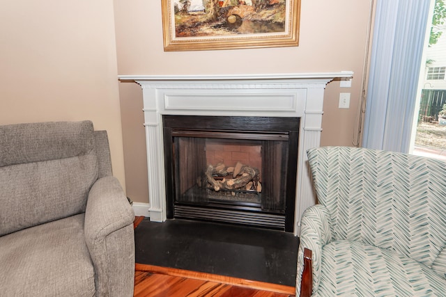 details with hardwood / wood-style flooring