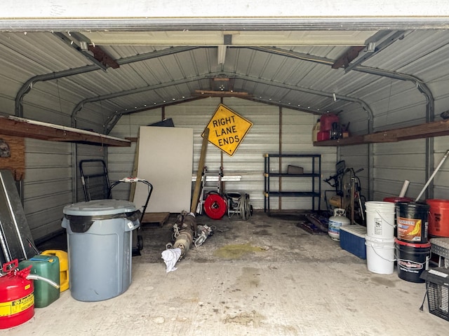 garage with metal wall