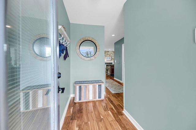 166 River Breeze Dr, Charleston, SC 29407 - hallway with light wood finished floors, baseboards, and recessed lighting