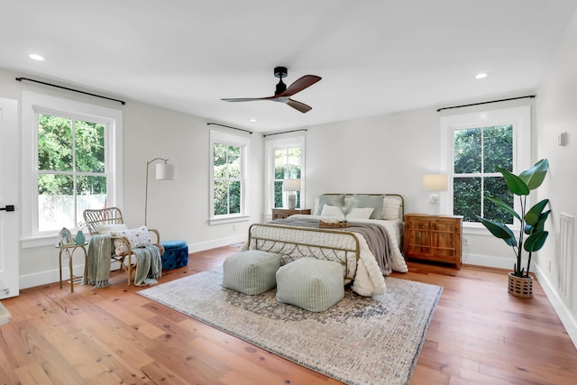 1151 Camellia Dr, Mount Pleasant, SC 29464 - bedroom with light wood-style flooring, baseboards, recessed lighting, and ceiling fan