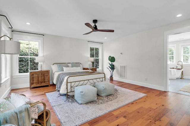 1151 Camellia Dr, Mount Pleasant, SC 29464 - bedroom featuring wood finished floors, baseboards, recessed lighting, and ceiling fan
