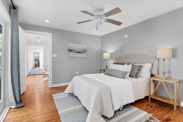 1151 Camellia Dr, Mount Pleasant, SC 29464 - bedroom with light wood finished floors, recessed lighting, a ceiling fan, and baseboards