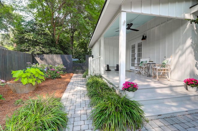1151 Camellia Dr, Mount Pleasant, SC 29464 - view of patio featuring ceiling fan and french doors