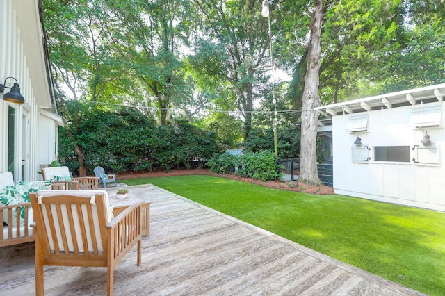 1151 Camellia Dr, Mount Pleasant, SC 29464 - wooden deck featuring a yard and view of scattered trees
