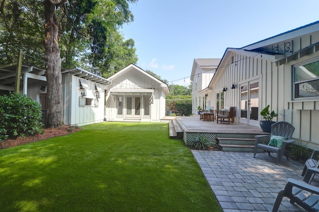 1151 Camellia Dr, Mount Pleasant, SC 29464 - view of grassy yard with french doors and a wooden deck