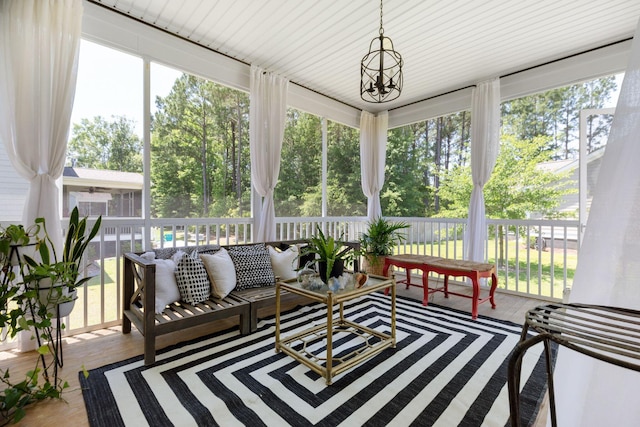 2828 Wagner Way, Mount Pleasant, SC 29466 - sunroom featuring outdoor lounge area, plenty of natural light, and a chandelier