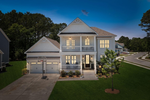 2828 Wagner Way, Mount Pleasant, SC 29466 - view of front facade with a porch, a garage, a front yard, and driveway