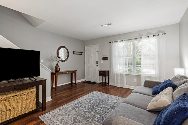507 Stinson Dr Unit E8, Charleston, SC 29407 - living room featuring dark wood-type flooring and baseboards