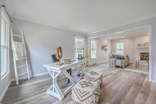 103 Laurens Ct, Summerville, SC 29485 - office area with a healthy amount of sunlight, baseboards, light wood-style floors, and ornamental molding