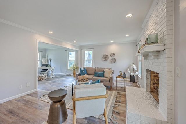 103 Laurens Ct, Summerville, SC 29485 - living room featuring recessed lighting, baseboards, wood finished floors, and ornamental molding