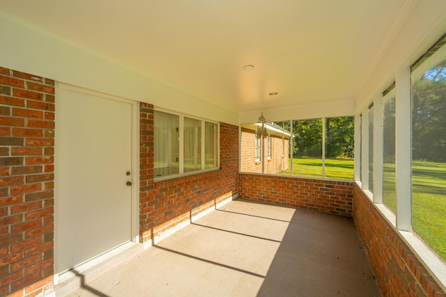 view of unfurnished sunroom