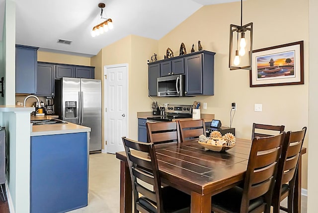 dining space featuring visible vents