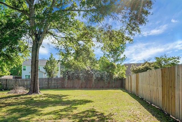 view of yard featuring a fenced backyard