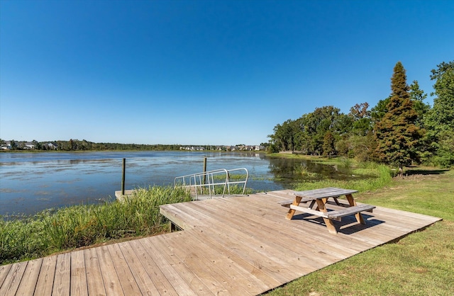 dock area featuring a water view