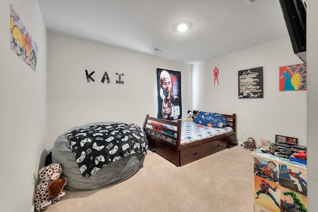 bedroom featuring visible vents and carpet floors