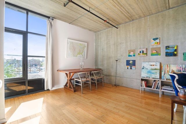 home office featuring plenty of natural light and wood finished floors