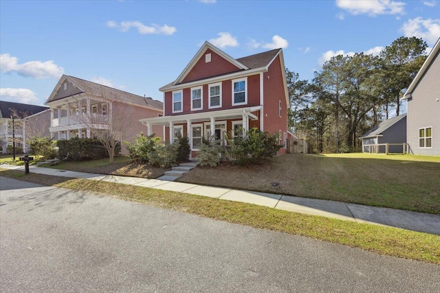 view of front of home featuring a front lawn