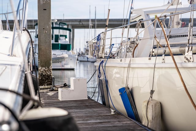 view of dock featuring a water view