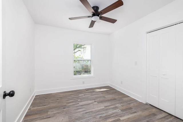 2924 Chicora Ave, North Charleston, SC 29405 - unfurnished bedroom with wood finished floors, a closet, and ceiling fan