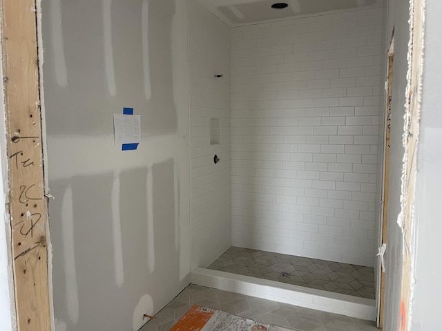 bathroom with a stall shower