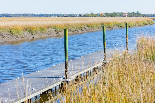 view of dock featuring a water view