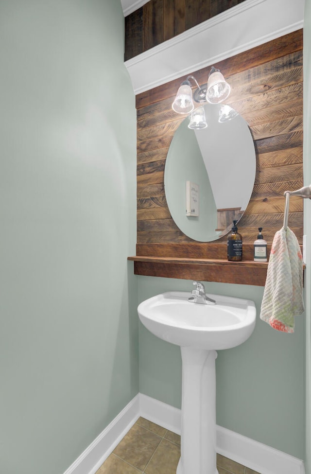 bathroom with tile patterned floors