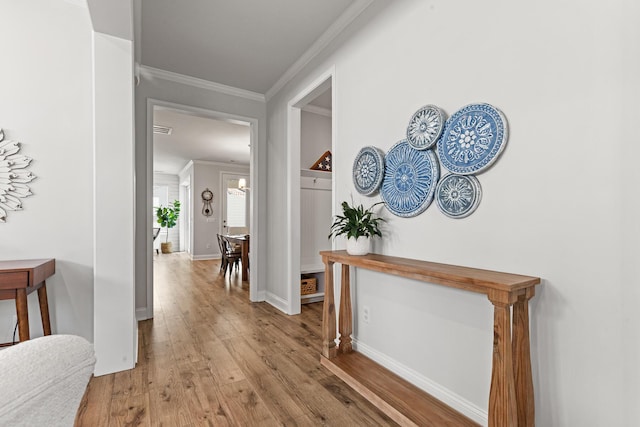 403 Cool Bend Ln, Summerville, SC 29486 - hallway with crown molding, light wood-style floors, and baseboards
