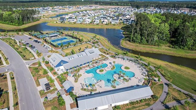 403 Cool Bend Ln, Summerville, SC 29486 - bird's eye view of a pool area and a nearby body of water