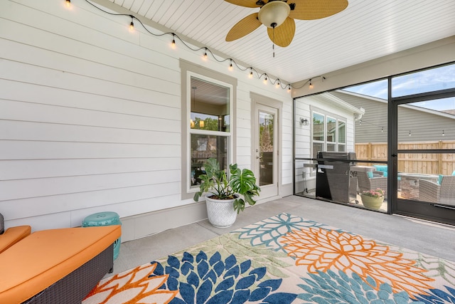 3173 Hugh Bennett Dr, Johns Island, SC 29455 - sunroom with a ceiling fan and rail lighting