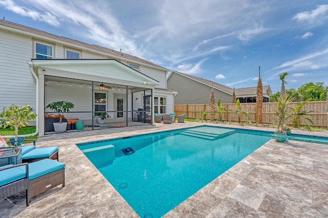 3173 Hugh Bennett Dr, Johns Island, SC 29455 - view of pool with a patio, ceiling fan, outdoor lounge area, and a fenced backyard