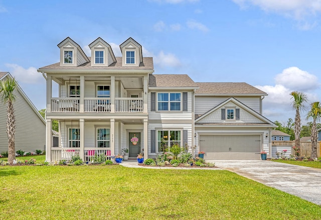 3173 Hugh Bennett Dr, Johns Island, SC 29455 - view of front of property with a balcony, a porch, concrete driveway, and roof with shingles