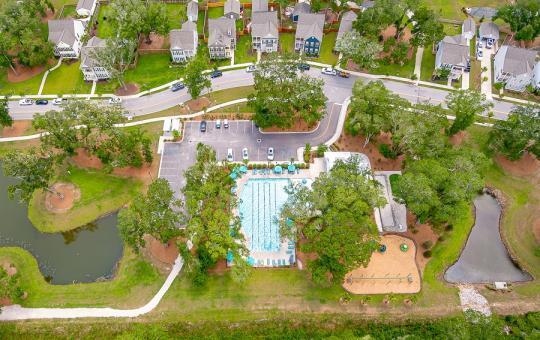 aerial view with a water view and a residential view