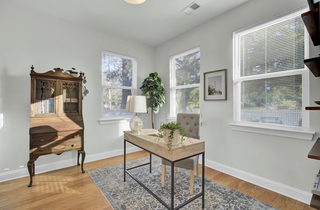 home office featuring wood-type flooring