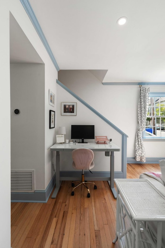 1661/2 Queen St, Charleston, SC 29401 - office area with light wood finished floors, baseboards, and recessed lighting