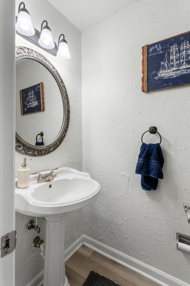 bathroom featuring wood-type flooring