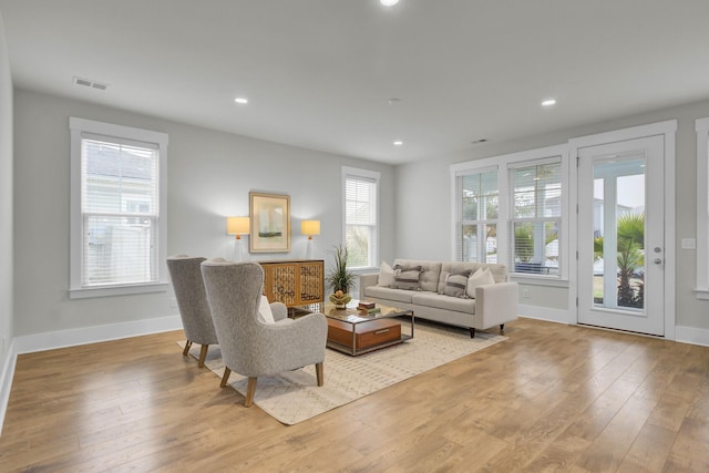 living room featuring light hardwood / wood-style floors