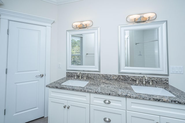 bathroom with double vanity and a sink