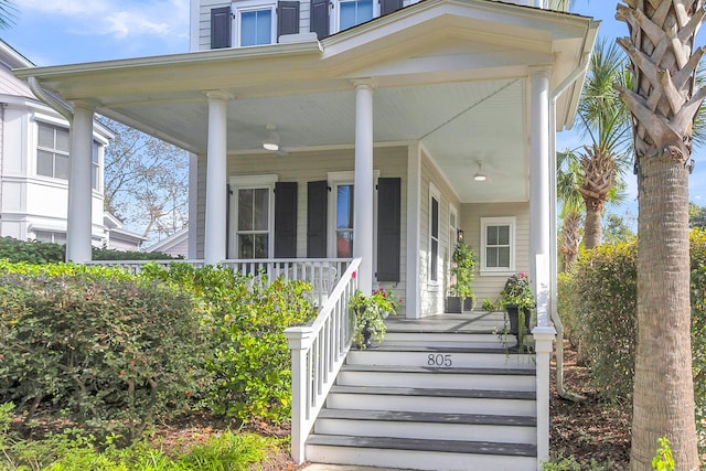 property entrance featuring covered porch