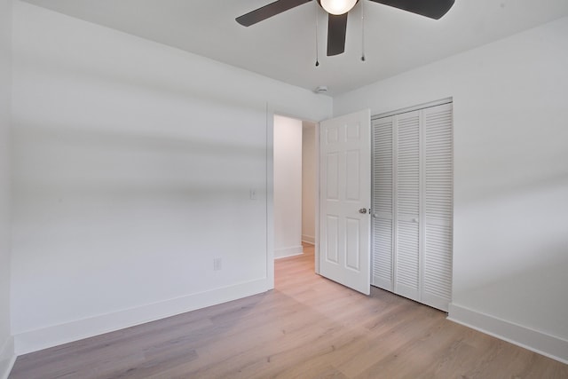 2135 Clayton St, Charleston, SC 29414 - unfurnished bedroom featuring wood finished floors, baseboards, a closet, and a ceiling fan