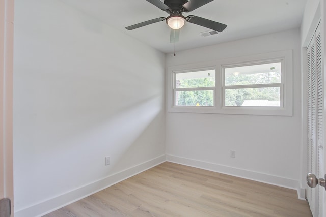 2135 Clayton St, Charleston, SC 29414 - unfurnished bedroom with baseboards, light wood-style flooring, a closet, and ceiling fan