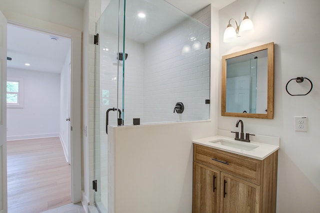 2135 Clayton St, Charleston, SC 29414 - bathroom with a stall shower, vanity, recessed lighting, and baseboards