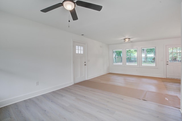 2135 Clayton St, Charleston, SC 29414 - foyer entrance featuring light wood-style flooring, baseboards, and a ceiling fan