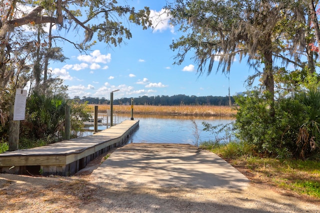 view of dock featuring a water view